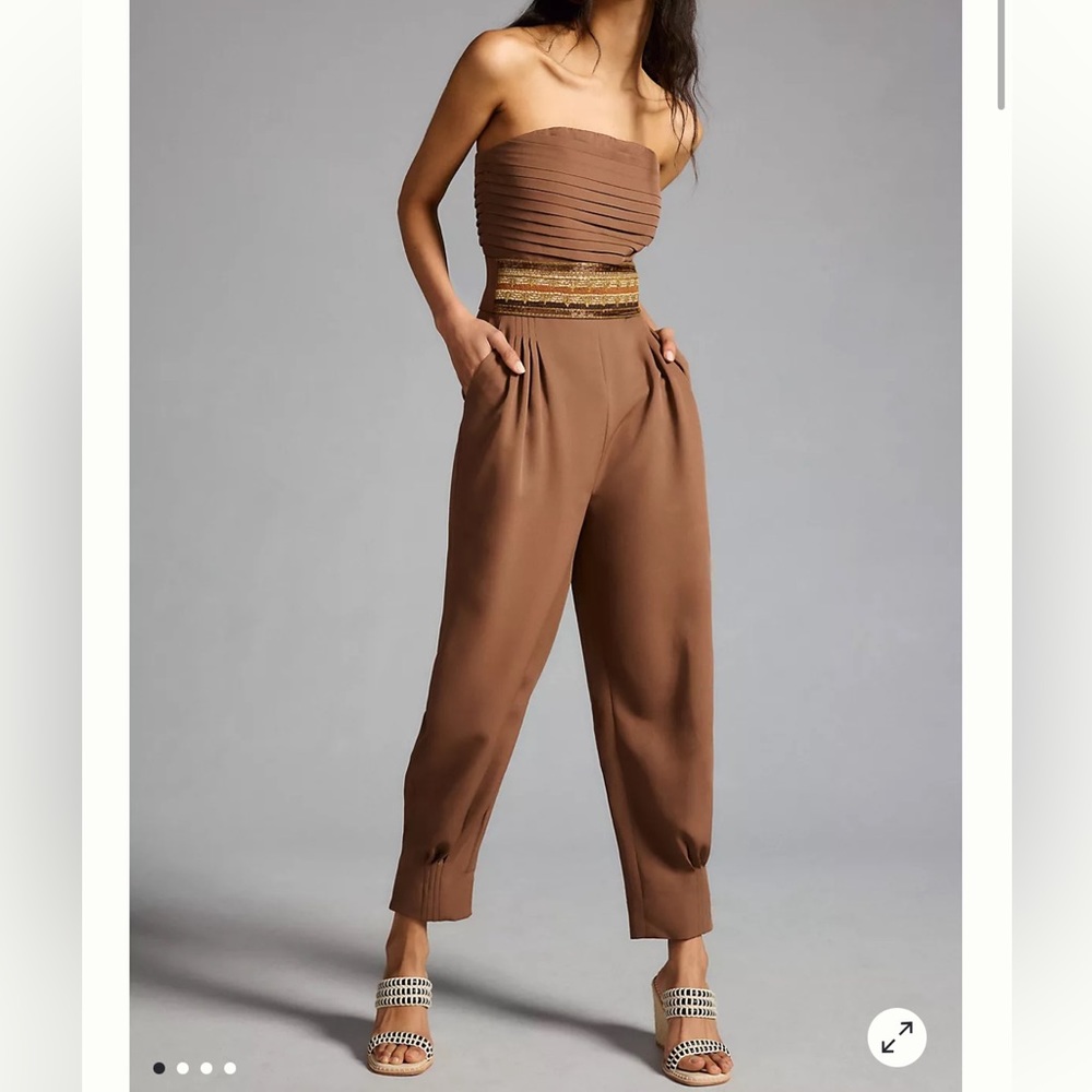 NWT Anthro brand Nikita Mhaisalkar Strapless Pleated Jumpsuit